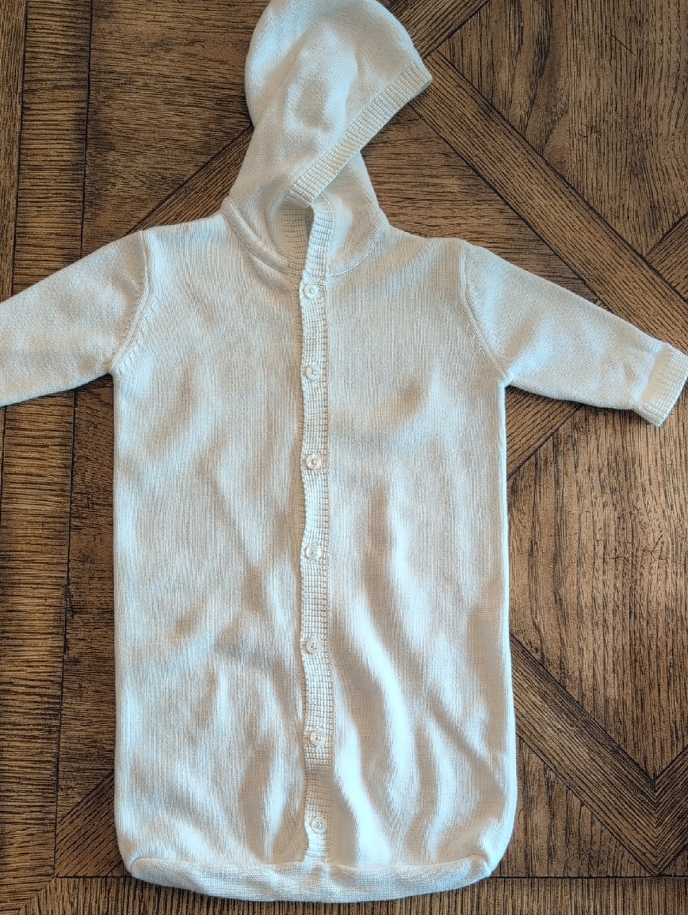 Hooded Knit Baby Sleep Sack in White